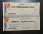 1866 Us Lot 10 Old Bank Checks Revenue Stamps Hartford Connecticut Ct Civil War 