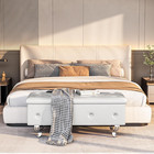 Storage Bench For Bedroom  Upholstered Storage Ottoman Bench  Tufted Bed Bench W