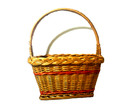 Vintage Mid-century Wicker Gathering Basket - Red Trim - 1950s 60s Farmhouse