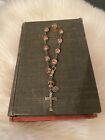 Vtg Dainty Rosary Bracelet Pink Crystal Faceted Crucifix W Virgin Mary Medal
