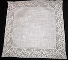 Vtg stunning 1 5  Wide Lace Wedding Hanky white Sheer Linen appears Unused ex Cd