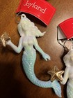 Mermaid With Starfish Christmas Ornaments  2   Iridescent Tropical Beach Decor