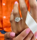 5ct Radiant Cut Real Moissanite 3 Stone Engagement Ring 14k White Gold Plated