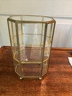 Vtg Antique Brass And Glass Curio Mini Display Shelf Collectable Cabinet Case