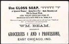 Acme Soap Gloss Soap Wm Beam Groceries Provision Chicago In Victorian Trade Card