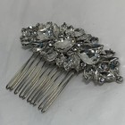 Sparkling Crystal Rhinestone Hair Comb Accessory Flowers Silver Tone 3 25 