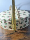 Vintage Oval Handled Cookie Tin   Sewing Kit Full With Sewing Supplies