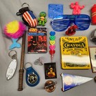 Grandpa s Vintage Junk Drawer Lot Toys Keychains Pins Figures Rings Patches Etc 