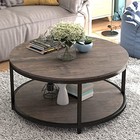  Round Coffee Table 36  Coffee Table For Living Room 2-tier Rustic Wood 