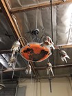  Signed Art Nouveau Style Hand Crafted Glass Chandelier Silvered Painting Coated