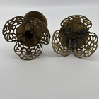 Vintage Brass Filigree Pricket Candle Holders Ornate Hollywood Regency Graduated