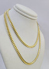 Solid 10k Yellow Gold Chain Necklace 20 Inch Miami Cuban Link 4mm Men Women Real