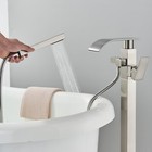 Brushed Nickel Floor Mount Freestanding Bathtub Faucet Tub Filler W hand Shower