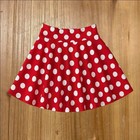 New Women s Small Stretch Waist Flared Pleated Mini Skirt Red And White Polkadot