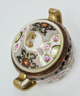 Vintage Hand Painted Nippon Covered Trinket   Dresser Dish 3 5 X 6  Floral Gold
