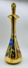 Tall 19th Century Bohemian Harrach Gold Gilded Floral Enamed Decanter Vase