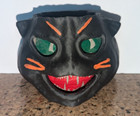 Vtg Halloween Pulp Reproduction Paper Mache Black Cat  6 