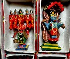 Vintage Hindu Gods Lot 10hand Painted  Hand Carved Wood Sculptures 3 5    In Boxes