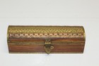 Vtg Solid Wood Brass Trimmed Latch Box With Hinged Lid Decorative 7  X 2 