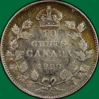 1929 Canada Ten Cent Silver Dime King George V Extremely Fine Xf Coin  50939