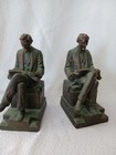 Antique   Armor Pair Sitting Abe Lincoln Bronze-clad Bookends  Older Patina