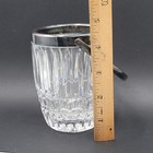 Vintage Mid Century Crystal Ice Bucket Silver Plated Handle And Rim 4 25  X 3 