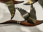 Set 3 Vtg Flying Geese   Ducks Wall Art Decor Mcm Wood Brass Masketeers  