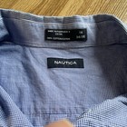 Nautica Men s Blue white Check Dress Shirt 18 34 35 100  Cotton Pockets