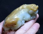 3  Chinese Hetian Jade Nephrite Carved Fengshui Dragon Pi Xiu Wealth Statue
