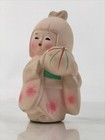 Japanese Girl Playing Ball Clay Doll Vtg Ningyo Figurine Kimono Pink St44