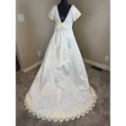 New Vintage Wedding Dress Satin Lace Beaded Bridal Gown Ivory Size 10