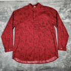 Vintage Wah Maker Shirt Mens Large Red Paisley Button Up Western Frontier Cowboy
