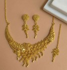 Choker Gold Plated Bridal Necklace Set Earrings Maang Tikka Traditional Jewelry