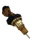 German Hand Carved Bottle Stopper  drink Pourer Folk Art Man W red Bow Tie Hat