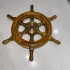 Vintage Wooden Ship Wheel Nautical Wall Decor Brass Hub 14   