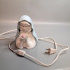 Vintage Madonna Mother Mary Night Light Dresser Lamp Blue Veil Praying Pink Rose