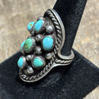 Vintage Native American Navajo Signed Sterling Silver Turquoise Ring Old Work