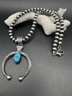 K Julian Sterling Silver Turquoise Naja Pendant And 16    Navajo Pearl Necklace