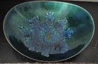 Vintage Kareka Oval Teal Enamel On Copper Signed Bowl  Green-blue 9  Dish