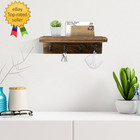 Rustic Key Holder For Wall  Farmhouse Wall Shelf With 4 Hooks  Wall Mounted Key