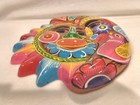 Vintage Mexican Talavera Sun moon Face Folk Art Wall Decor
