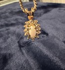 Gold Necklace With Opal And Diamond Cluster Pendant 