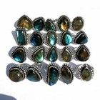 Bulk Sale   Wholesale 100 Pcs Lot Labradorite Rings 925 Sterling Silver Plated