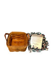 1993 Longaberger Sweet Basil Basket W holly Liner   Protector 5 l X 5 w X 2 5 h