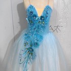 Long Ballet Tutu Skirts 3d Flower Performance Costumes Dance Romantic Dress