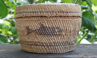 Antique Northwest Coast Makah Hand Woven Basket - Animal Design