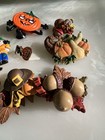 8 Vintage Hallmark   More Fall Halloween Pins Squirrel Scarecrow Pilgrim Pumpkin