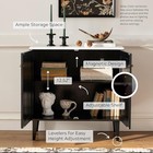 Black Storage Cabinet  Sideboard Buffet Modern Accent Cabinets With Faux