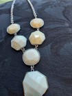 Light Green Stone Necklace Silver Tone