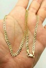 Unisex 14k Solid Yellow Gold Cuban Link Chain     3mm  16   18   20   22   24   26